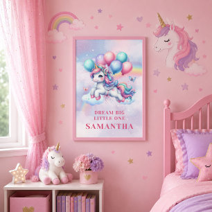 Funkelndes Rosa Lila Einhorn Magischer Tag Poster