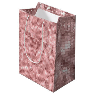 Funkelndes Roségold Rosa Luxus Glitter Mädchenpart Mittlere Geschenktüte