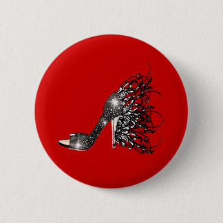 Funkelndes schwarzes Stilett auf Rot Button