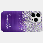 Funkelndes Silber Glitter Amethyst Glam Name Case-Mate iPhone Hülle (Rückseite (Horizontal))