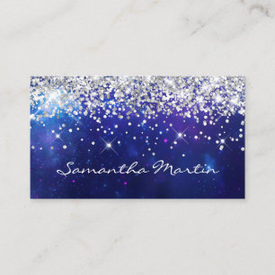 Funkelndes Silber Glitter Aqua Blau Himmelskörper Visitenkarte
