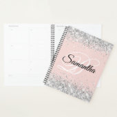 Funkelndes Silber Glitter Blush Fancy Monogramm Planer (Anzeige)