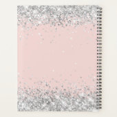 Funkelndes Silber Glitter Blush Fancy Monogramm Planer (Rückseite)