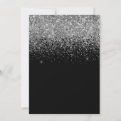 Funkelndes Silber Glitter Schwarz Chrome Sweet 16 Einladung (Rückseite)