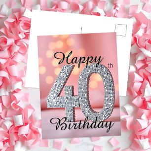 Funkelndes Silber und Bokeh-Lichter 40. Geburtstag Postkarte