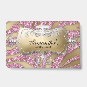 Funkelndes Zebra-Schmuck Gold Rosa Ausweis