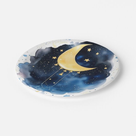 Funkelnight Sky Baby Dusche Pappteller (Schrägansicht)