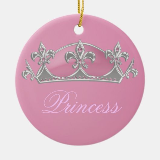 Funkelnrosa Prinzessin Faux Crown mit Diamanten Keramik Ornament (Vorne)