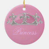 Funkelnrosa Prinzessin Faux Crown mit Diamanten Keramik Ornament (Hinten)