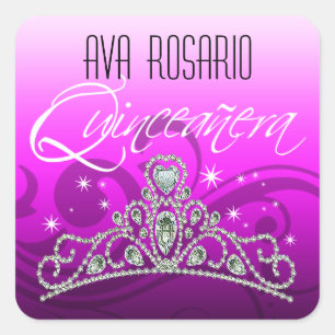 FunkelnTiaraZebra MI-Quinceañera Quadratischer Aufkleber