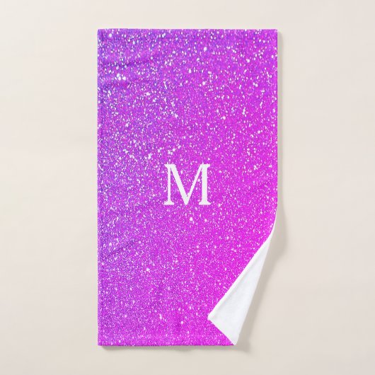 Funkelrosa Glitzer Ombre Monogram Initial Niedlich Handtuch (Handtuch)
