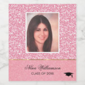 Funkelrosa Glitzer Weißer Spark-Abschlüsse Weinetikett (Einzelnes Label)