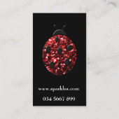 Funkelrote Glitzern Ladybird Ladybug Black Visitenkarte (Rückseite)