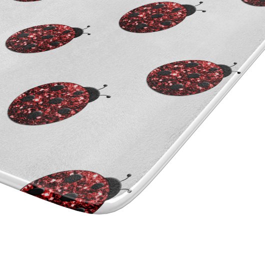 Funkelrote Glitzern Ladybird Ladybug-Muster Schneidebrett (Ecke)