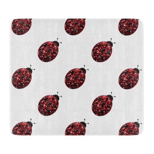 Funkelrote Glitzern Ladybird Ladybug-Muster Schneidebrett (Vorderseite)