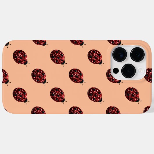 Funkelrote Glitzern Ladybug-Musterpfirsich Case-Mate iPhone Hülle (Rückseite (Horizontal))