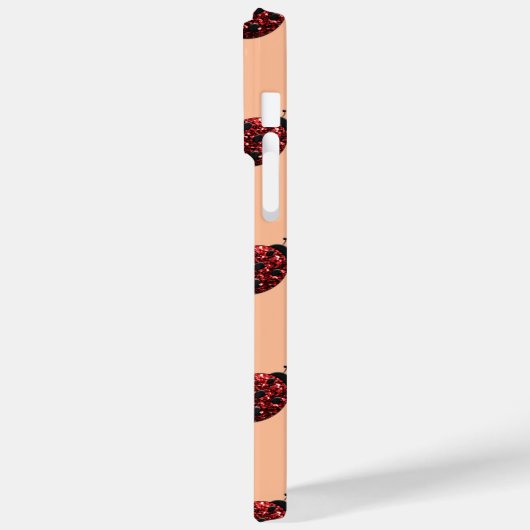 Funkelrote Glitzern Ladybug-Musterpfirsich Case-Mate iPhone Hülle (Rückseite / Links)