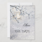 Funkelschnee WinterWedding Save the Date Card (Vorderseite)