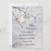 Funkelschnee WinterWedding Save the Date Card (Rückseite)