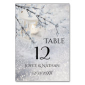 Funkelschneewinterkarte für die Hochzeit der Tisch Tischnummer (Rückseite)