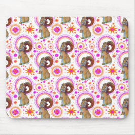 Funkelsonne in Orange und Button Mousepad