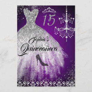 Funken Diamant Kleid Lila Silber Quinceanera Einladung