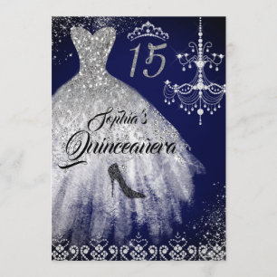 Funken Diamant Kleid Navy Quinceanera Einladung