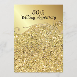 Funken Golden 50. Hochzeitsjubiläum Einladung