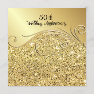 Funken Golden 50. Hochzeitstag Einladung