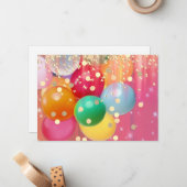 Funken und Luftballons Mitteilungskarte (Vorderseite/Rückseite Beispiel)