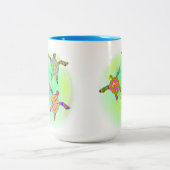 Funkenfarbene Schildkröten Zweifarbige Tasse (Mittel)