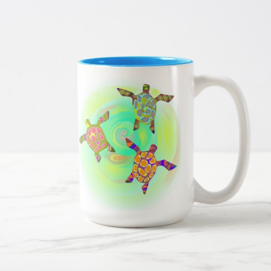 Funkenfarbene Schildkröten Zweifarbige Tasse (Rechts)
