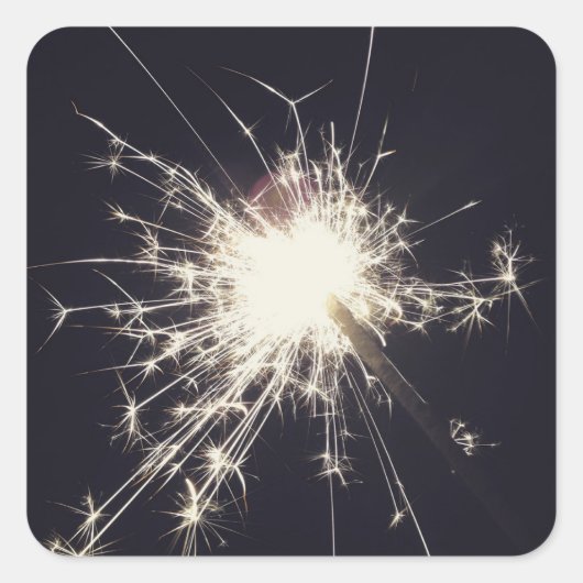 Funkenfeuerwerk am nächtlichen Funken Quadratischer Aufkleber (Vorderseite)