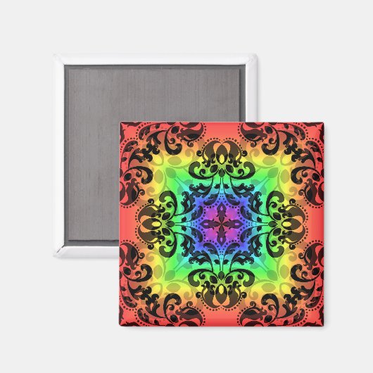 Funker Regenbogendamast Magnet (Vorderseite/Rückseite)