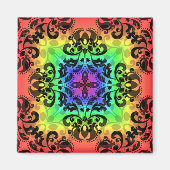 Funker Regenbogendamast Magnet (Vorne)