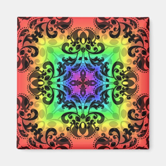 Funker Regenbogendamast Magnet (Vorne)