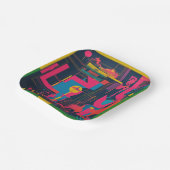 Funkfrequenzen: Schönes mehrfarbiges Design Pappteller (Gewinkelt)