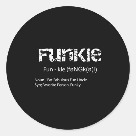 Funkle Definition Funny Liebling Funky Onkel Gesch Runder Aufkleber (Vorderseite)