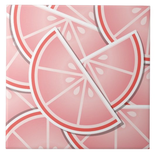 Funkrosa Grapefruitkeile Fliese (Vorderseite)