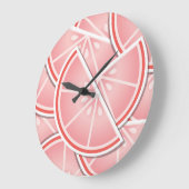 Funkrosa Grapefruitkeile Große Wanduhr (Winkel)