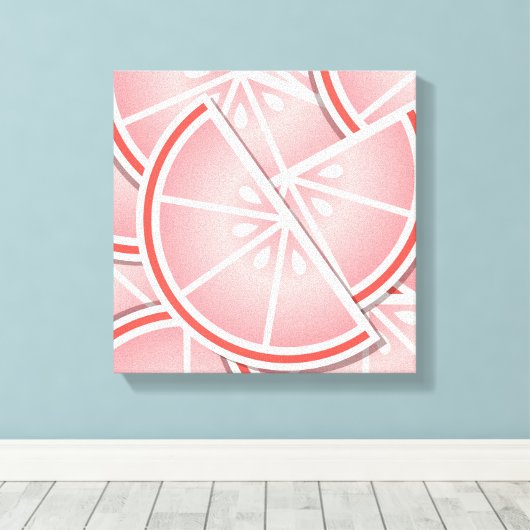Funkrosa Grapefruitkeile Leinwanddruck (Insitu (Holzboden))