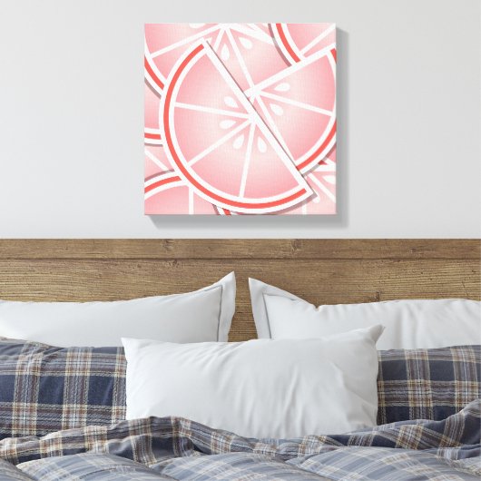 Funkrosa Grapefruitkeile Leinwanddruck (Insitu (Schlafzimmer))