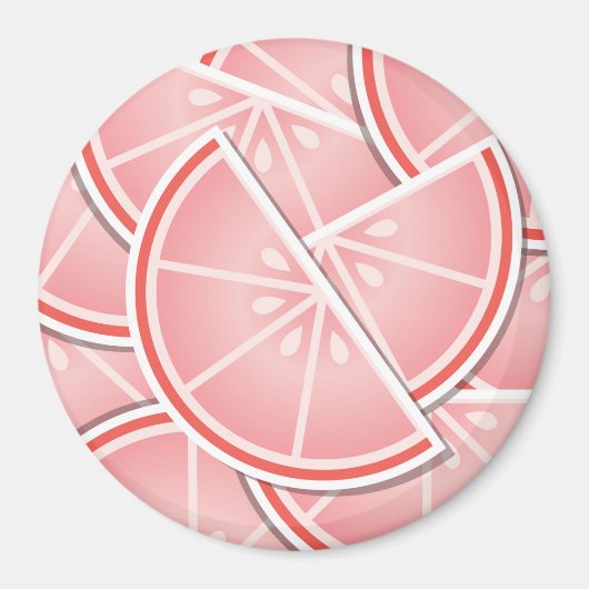 Funkrosa Grapefruitkeile Magnet (Vorne)