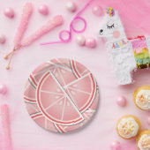 Funkrosa Grapefruitkeile Pappteller (Party)