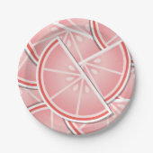 Funkrosa Grapefruitkeile Pappteller (Vorderseite)