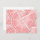 Funkrosa Grapefruitkeile Postkarte (Vorne/Hinten)