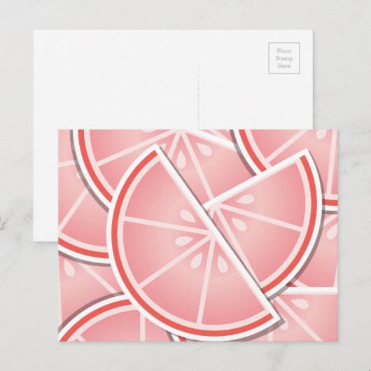 Funkrosa Grapefruitkeile Postkarte (Vorne/Hinten)