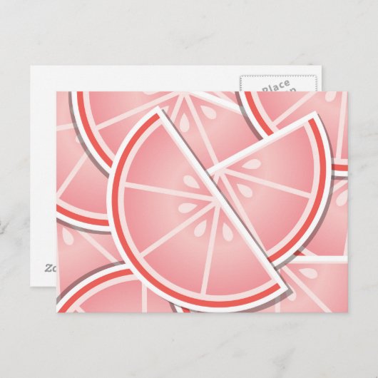 Funkrosa Grapefruitkeile Postkarte (Vorne/Hinten)
