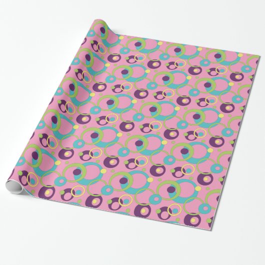 Funkrosa Kreise - Wrapping Paper Geschenkpapier (Ungerollt)