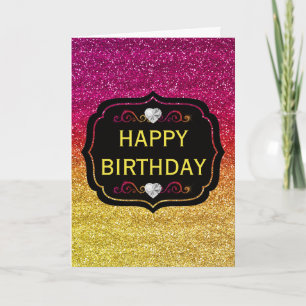 Funkschmink Rosa und Gelber Farbverlauf Glitter Ge Karte